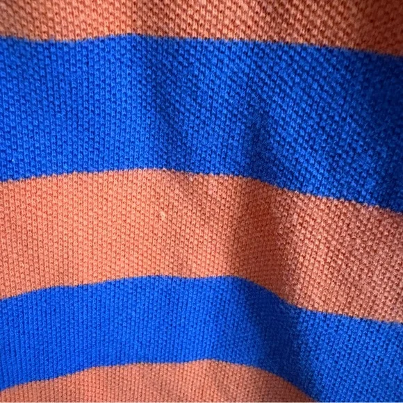Polo by Ralph Lauren Men's Orange and Blue Striped Polo Shirt Y2K Vintage Rugby - Picture 14 of 16